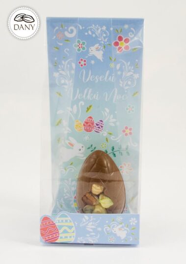 Čokoládové vajíčko z mliečnej čokolády s pistáciami, lieskovými a pekanovými orechmi - malé