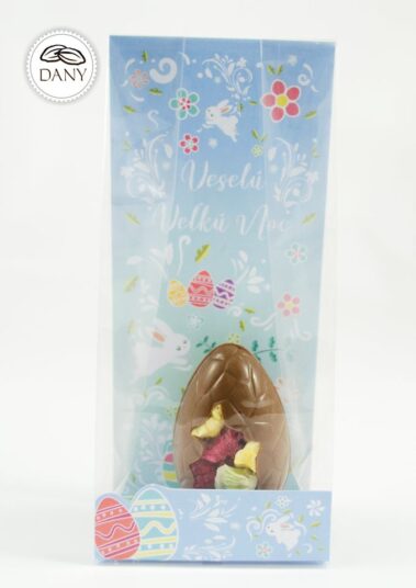 Čokoládové vajíčko z miečnej čokolády s mangom, malinami a kiwi - malé